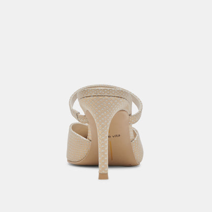 KANIKA HEELS CHAMPAGNE EMBOSSED LEATHER