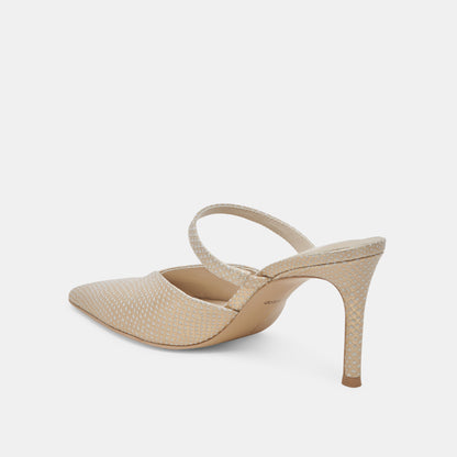 KANIKA HEELS CHAMPAGNE EMBOSSED LEATHER