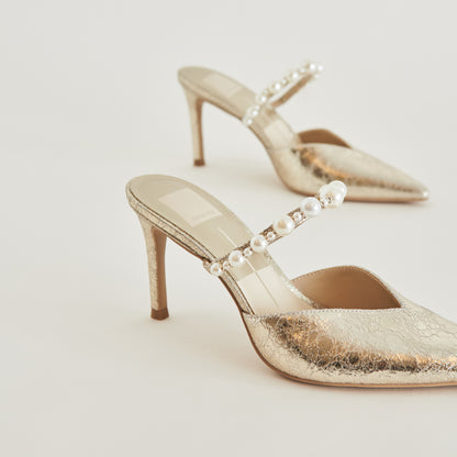 KANIKA HEELS VINTAGE GOLD PEARLS