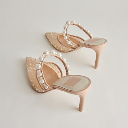 KATIK PEARL HEELS BLUSH MESH