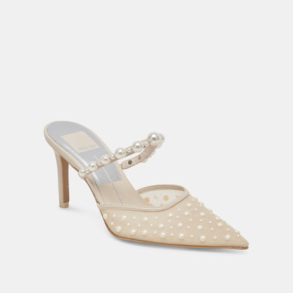 KATIK PEARL HEELS IVORY MESH