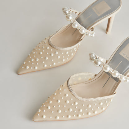 KATIK PEARL HEELS IVORY MESH