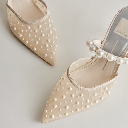 KATIK PEARL HEELS IVORY MESH