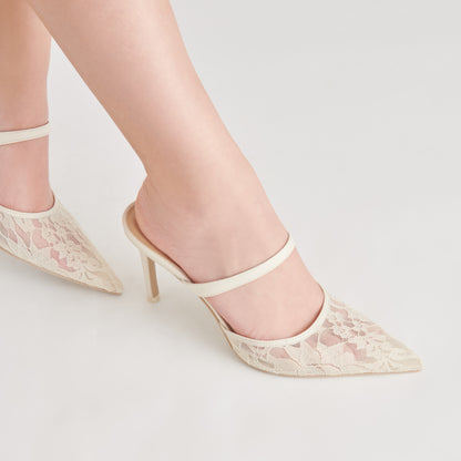 KATIK HEELS WHITE FLORAL LACE