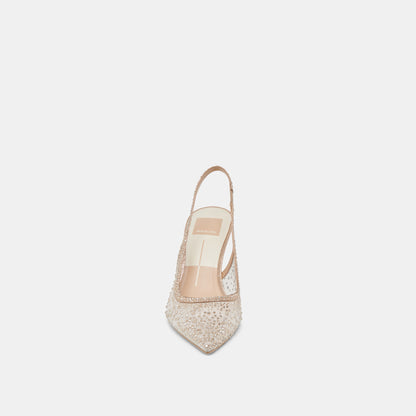 KAYE CRYSTAL HEELS GOLD MESH