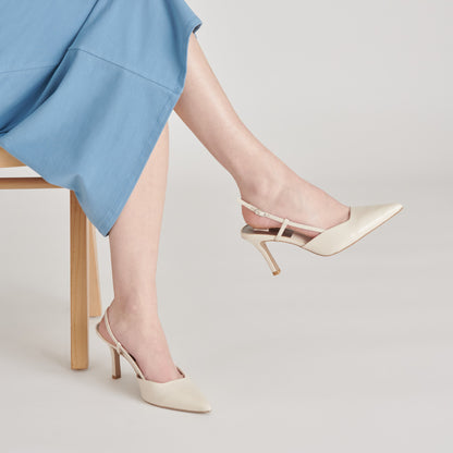 KIM HEELS IVORY CRINKLE PATENT