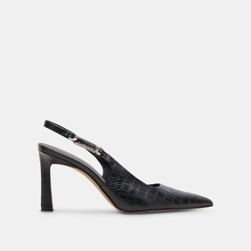 KRISTA HEELS NOIR EMBOSSED LEATHER