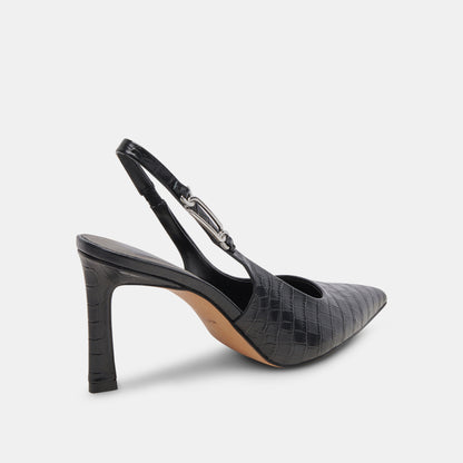 KRISTA HEELS NOIR EMBOSSED LEATHER