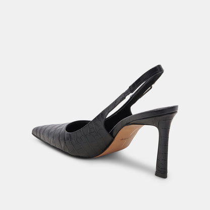 KRISTA HEELS NOIR EMBOSSED LEATHER