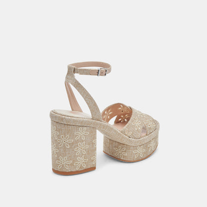 LAISHA HEELS ALMOND FLORAL EYELET