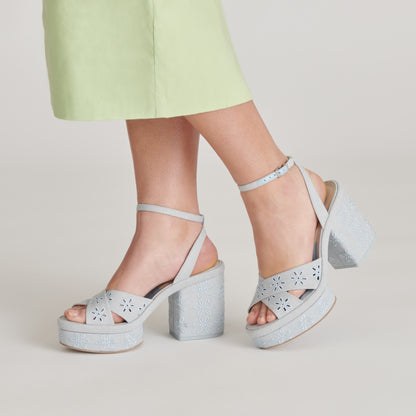 LAISHA HEELS LIGHT BLUE FLORAL EYELET