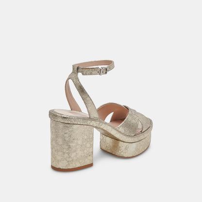 LAISHA HEELS PLATINUM DISTRESSED LEATHER