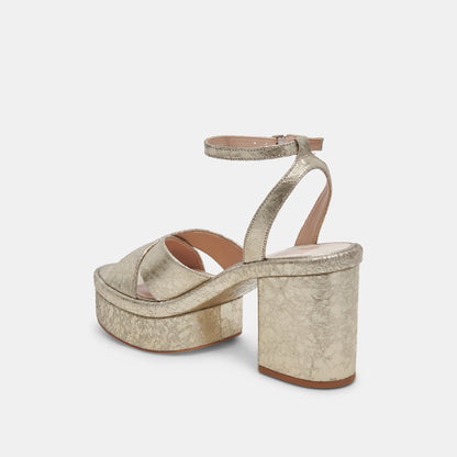 LAISHA HEELS PLATINUM DISTRESSED LEATHER