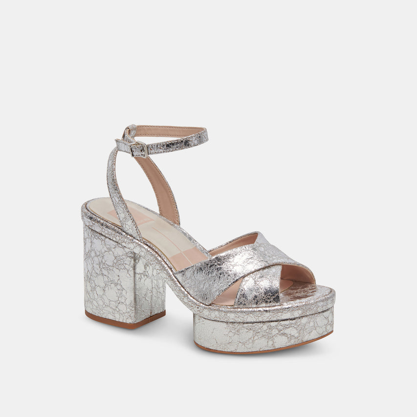 LAISHA HEELS SILVER DISTRESSED LEATHER