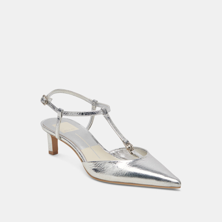 LAVON HEELS SILVER DISTRESSED LEATHER