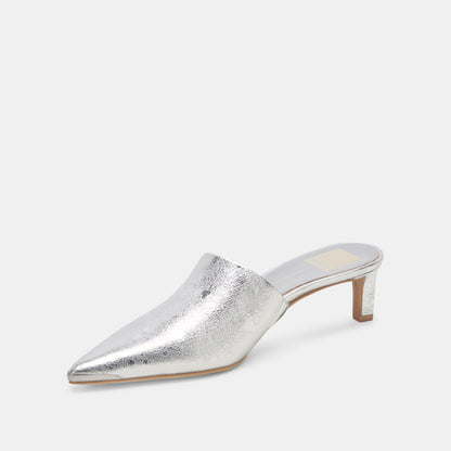 LEXY HEELS SILVER DISTRESSED LEATHER