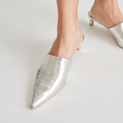 LEXY HEELS SILVER DISTRESSED LEATHER