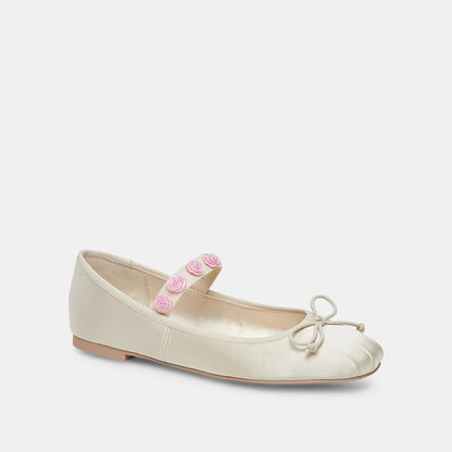 LILLY BALLET FLATS IVORY MULTI SATIN