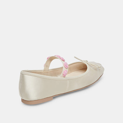 LILLY BALLET FLATS IVORY MULTI SATIN