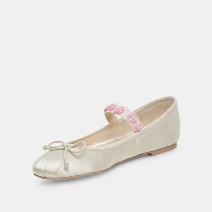 LILLY BALLET FLATS IVORY MULTI SATIN