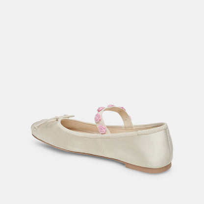 LILLY BALLET FLATS IVORY MULTI SATIN