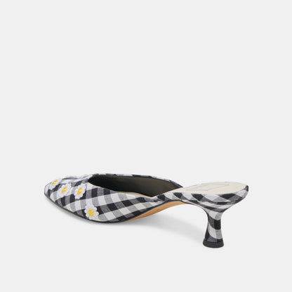 LILOU HEELS BLACK WHITE GINGHAM