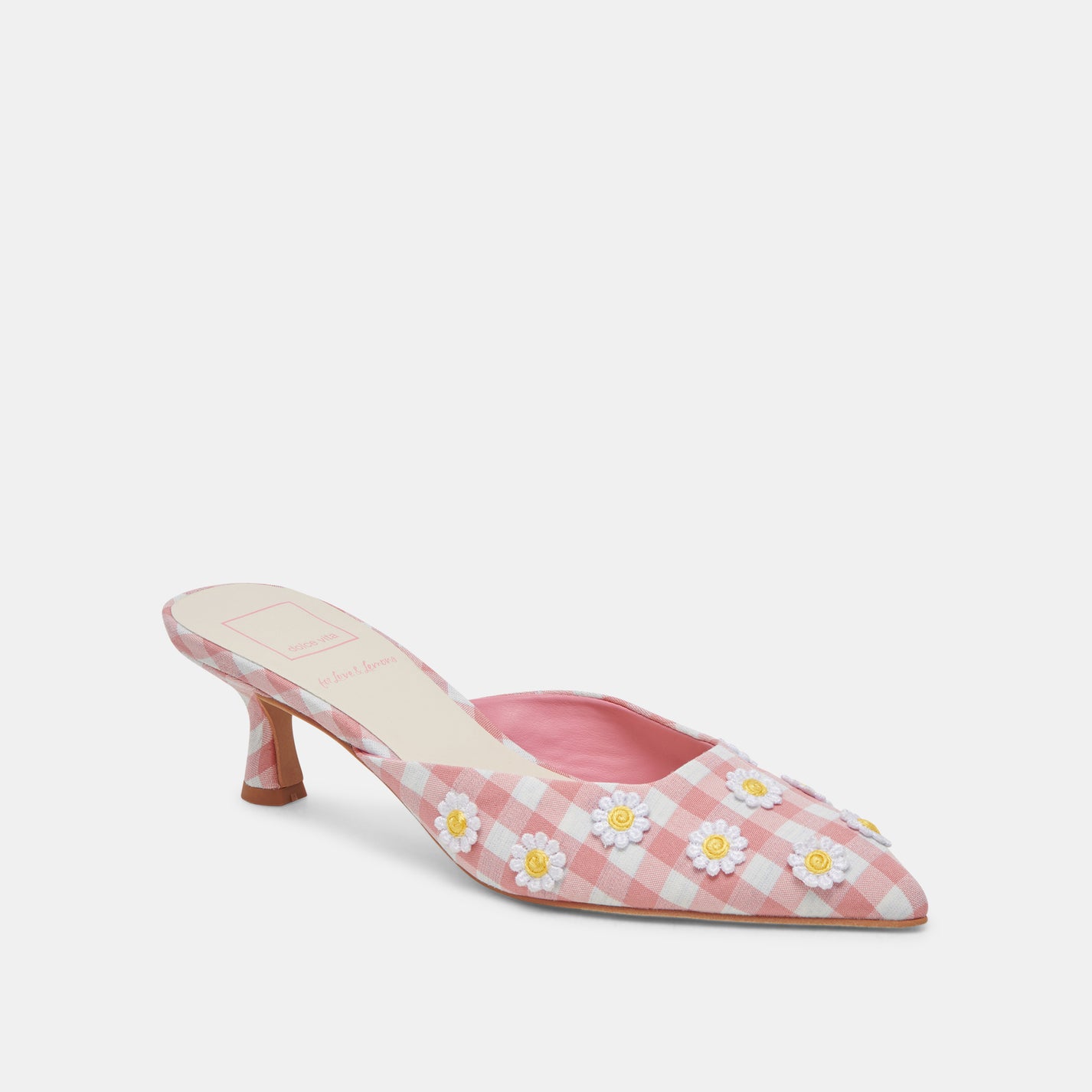 LILOU HEELS WHITE PINK GINGHAM – Dolce Vita