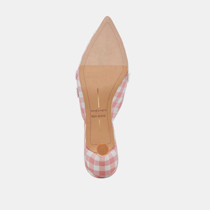 LILOU HEELS WHITE PINK GINGHAM