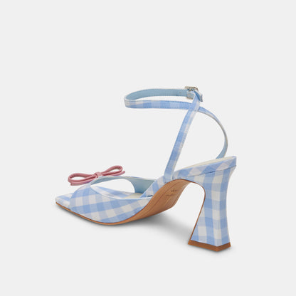 LOISE HEELS WHITE BLUE GINGHAM