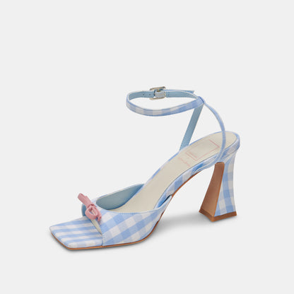 LOISE HEELS WHITE BLUE GINGHAM