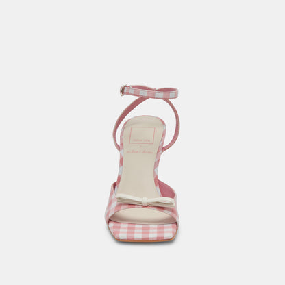 LOISE HEELS WHITE PINK GINGHAM