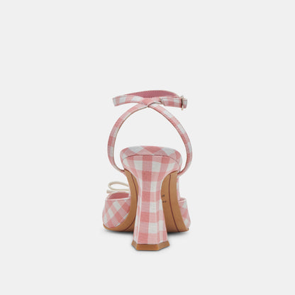 LOISE HEELS WHITE PINK GINGHAM