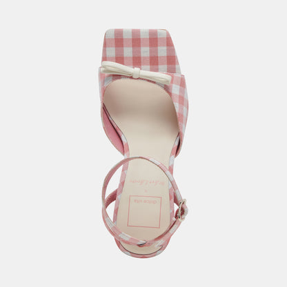 LOISE HEELS WHITE PINK GINGHAM