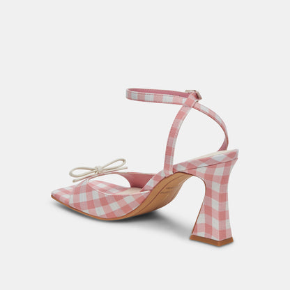 LOISE HEELS WHITE PINK GINGHAM