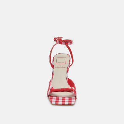 LOISE HEELS WHITE RED GINGHAM