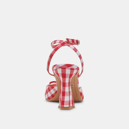 LOISE HEELS WHITE RED GINGHAM