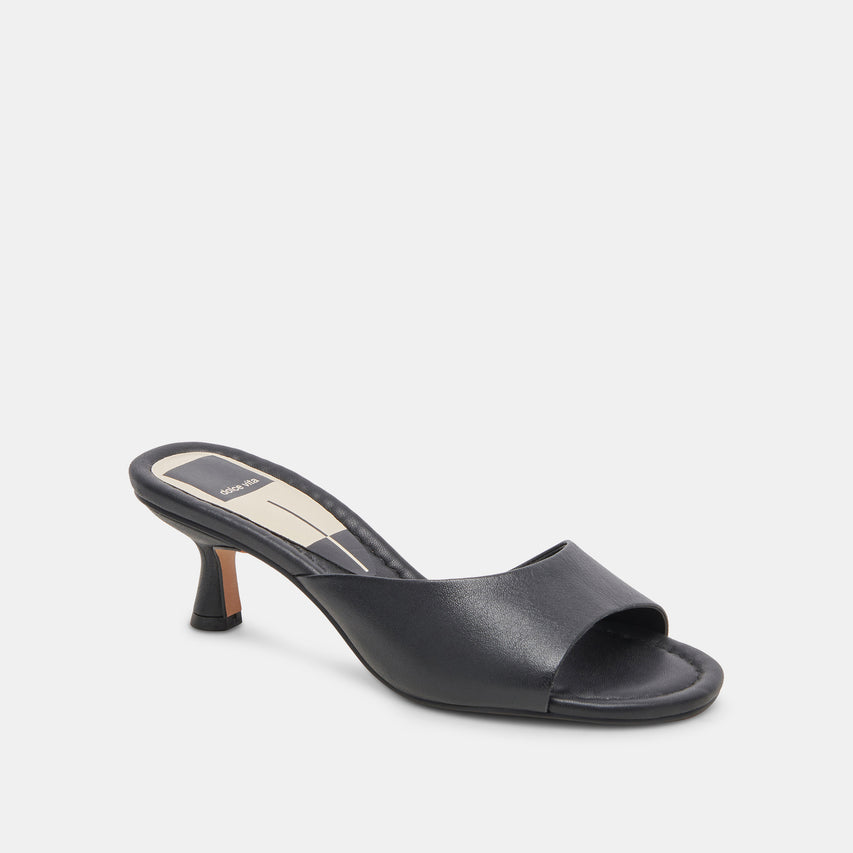 MACOY HEELS BLACK LEATHER