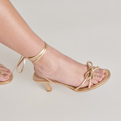 MAISON HEELS GOLD METALLIC LEATHER