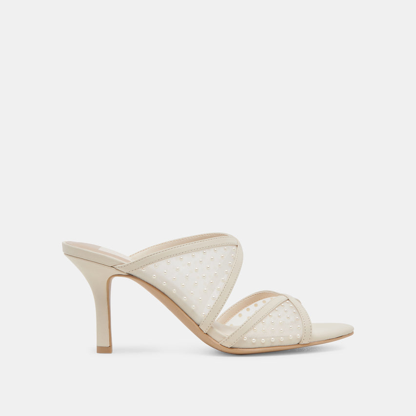 MANDEL PEARL HEELS IVORY MESH