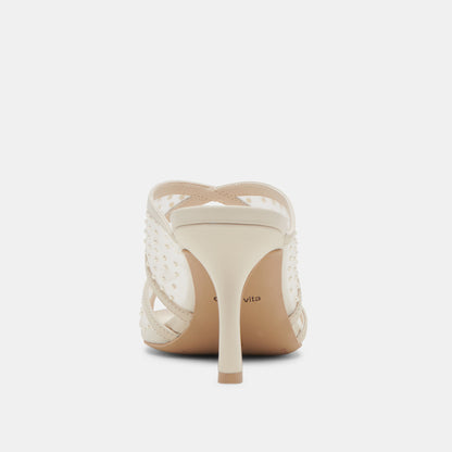 MANDEL PEARL HEELS IVORY MESH