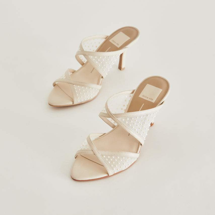 MANDEL PEARL HEELS IVORY MESH