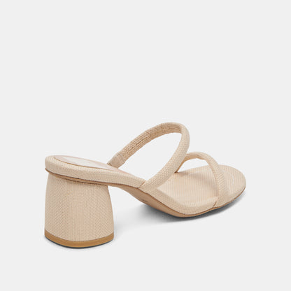 MANDIE HEELS OATMEAL RAFFIA