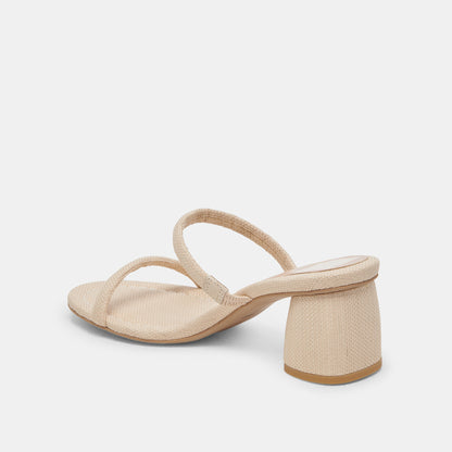 MANDIE HEELS OATMEAL RAFFIA