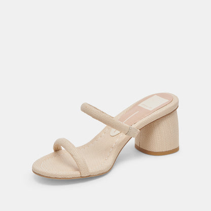 MANDIE HEELS OATMEAL RAFFIA