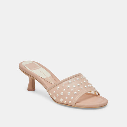 MEEZA PEARL HEELS BLUSH MESH