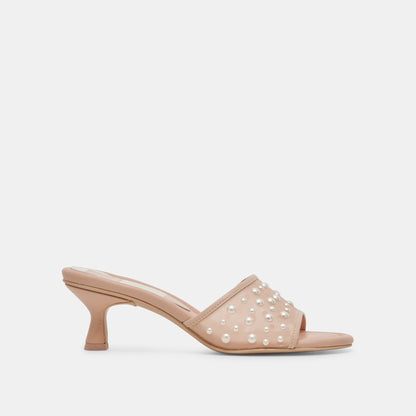 MEEZA PEARL HEELS BLUSH MESH