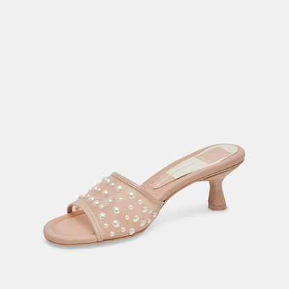 MEEZA PEARL HEELS BLUSH MESH