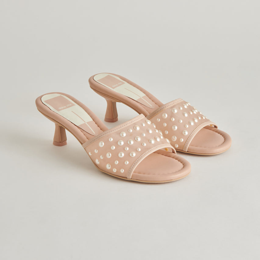 MEEZA PEARL HEELS BLUSH MESH