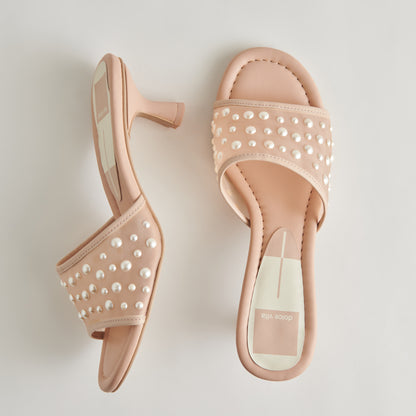 MEEZA PEARL HEELS BLUSH MESH