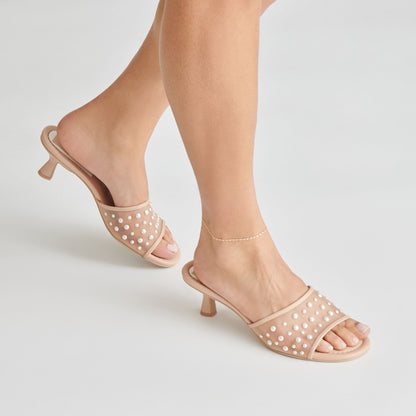 MEEZA PEARL HEELS BLUSH MESH